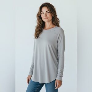 Joan Vass Button Back Cashmere Blend Sweater Gray Size Small